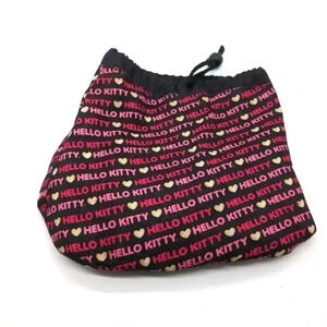 Hello Kitty Drawstring Feed sack Bag pink and black